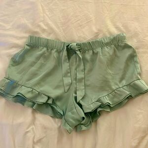 Victoria’s Secret sea green satin ruffle shorts, size small